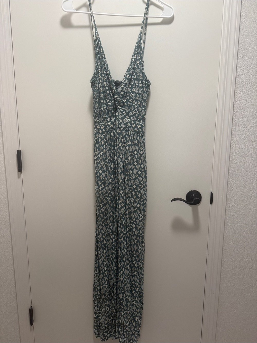 Angie Green and Cream Western Smocked Jumpsuit
